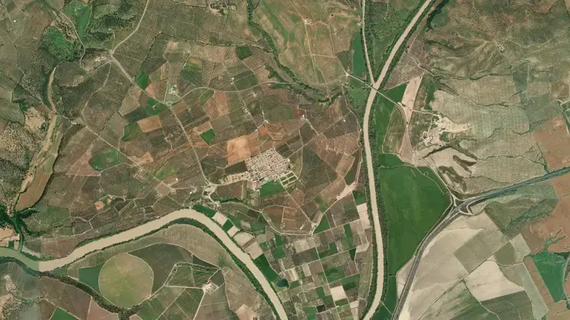 Satellite view of Arenoso reservoir, Córdoba, Andalusia, Spain