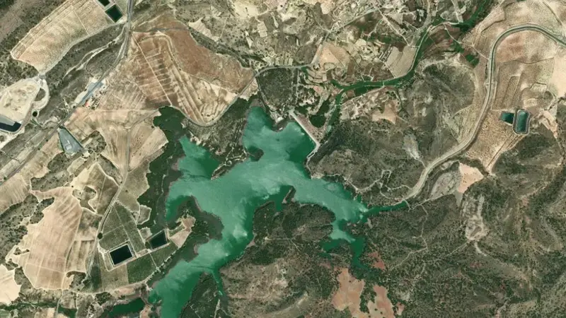 Satellite view of Argos reservoir, Region of Murcia, Spain