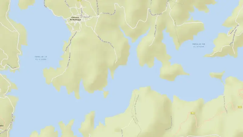 Road map of El Atazar reservoir, Community of Madrid, Spain