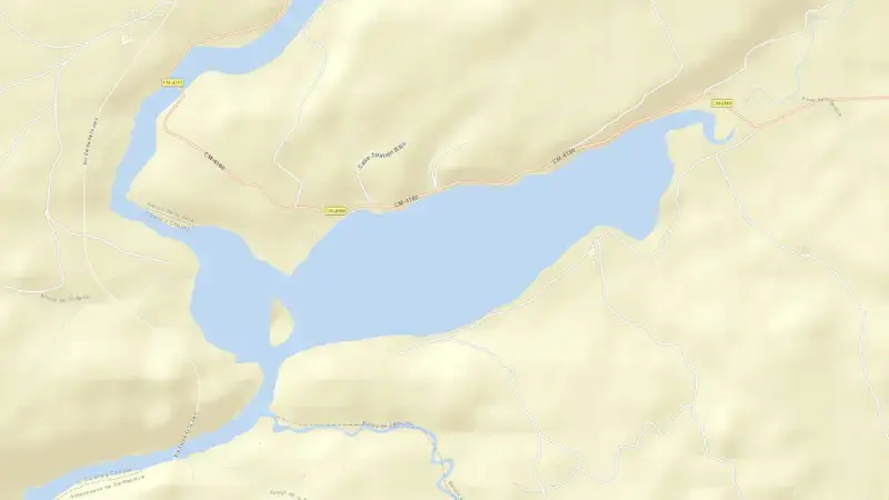 Road map of Azután reservoir, Toledo, Castile-La Mancha, Spain