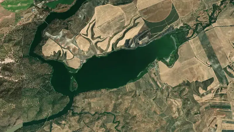 Satellite view of Azután reservoir, Toledo, Castile-La Mancha, Spain