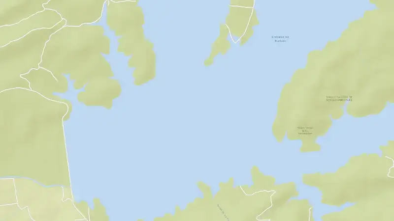Road map of Barbate reservoir, Cádiz, Andalusia, Spain