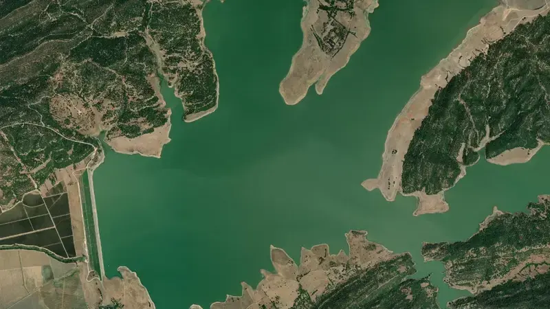 Satellite view of Barbate reservoir, Cádiz, Andalusia, Spain