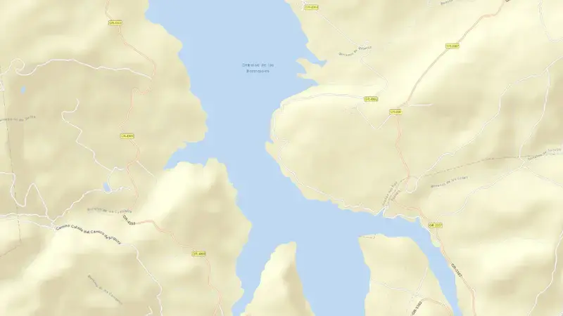 Road map of Bermejales reservoir, Guadalquivir, Spain