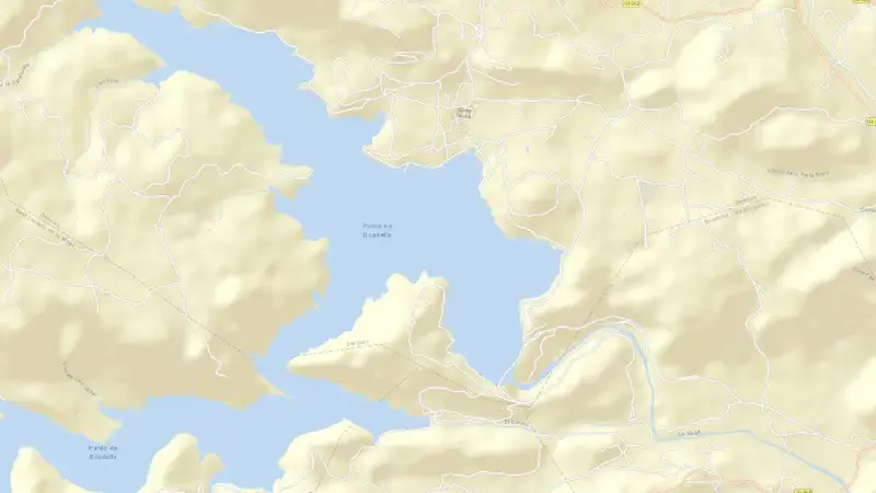 Road map of Boadella reservoir, Girona, Catalonia, Spain