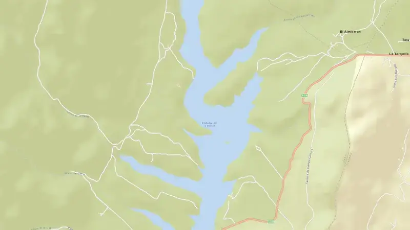 Road map of La Bolera reservoir, Jaén, Andalusia, Spain