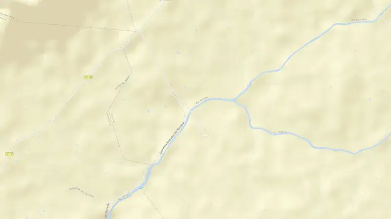 Road map of Burdalo reservoir, Cáceres, Extremadura, Spain