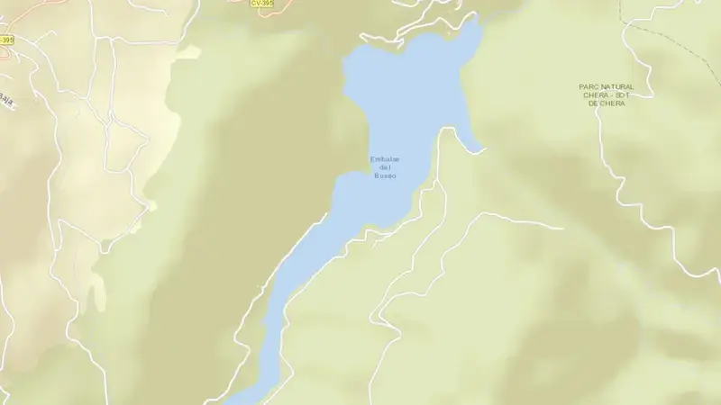 Road map of Buseo reservoir, Valencia, Valencian Community, Spain