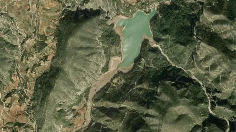 Satellite view of Buseo reservoir, Valencia, Valencian Community, Spain
