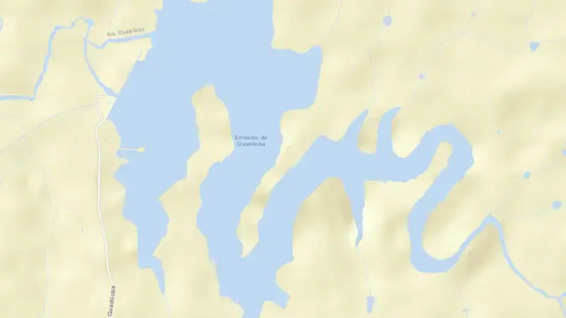Road map of Cáceres - Guadiloba reservoir, Cáceres, Extremadura, Spain