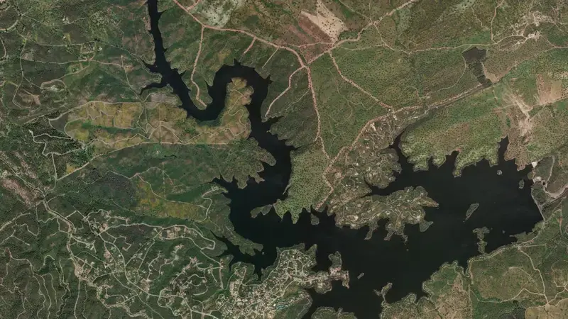 Satellite view of Cala reservoir, Sevilla, Andalusia, Spain