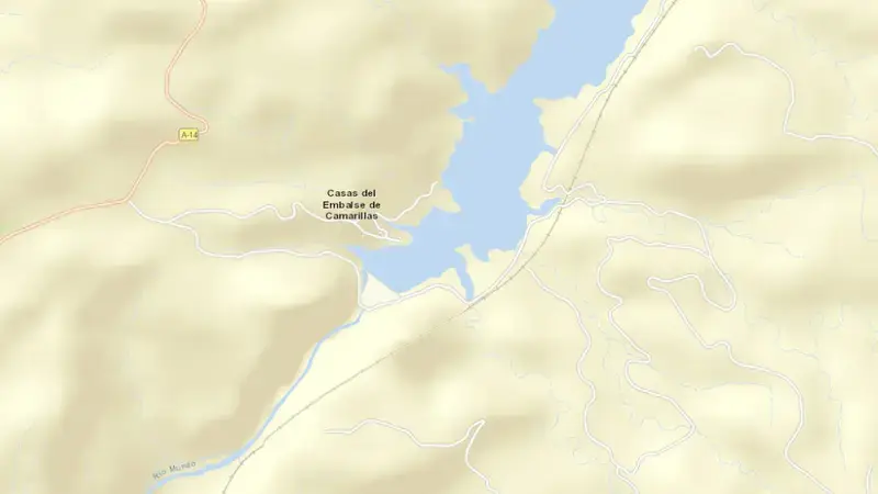 Road map of Camarillas reservoir, Albacete, Castile-La Mancha, Spain