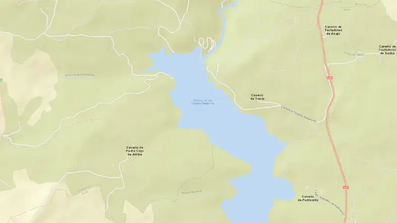 Road map of Castro de las Cogotas reservoir, Ávila, Castile and León, Spain