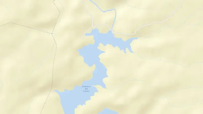 Road map of El Castro reservoir, Toledo, Castile-La Mancha, Spain