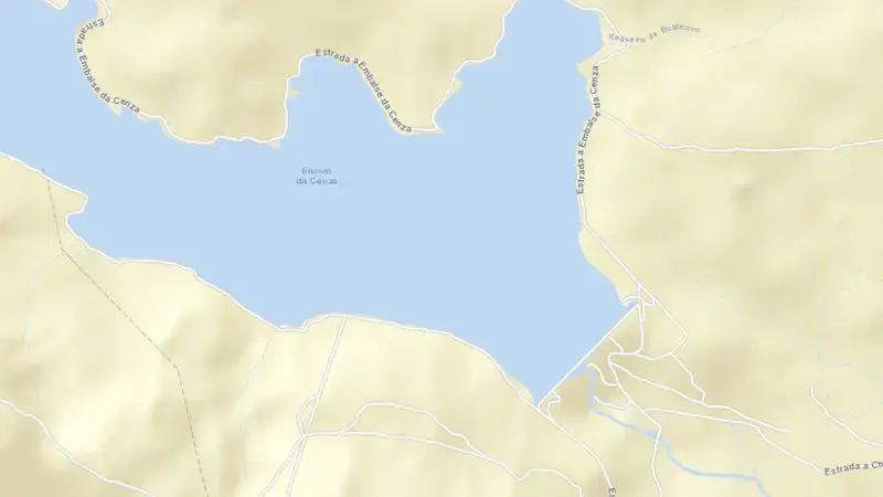Road map of Cenza reservoir, Ourense, Galicia, Spain