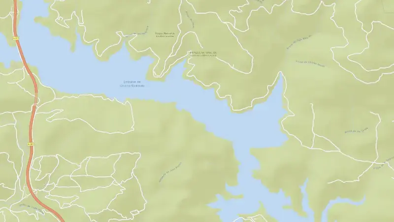 Road map of Charco Redondo reservoir, Cádiz, Andalusia, Spain