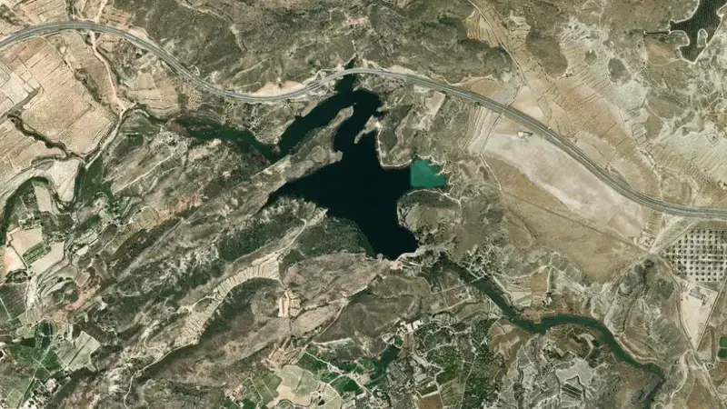 Satellite view of La Cierva reservoir, Region of Murcia, Spain