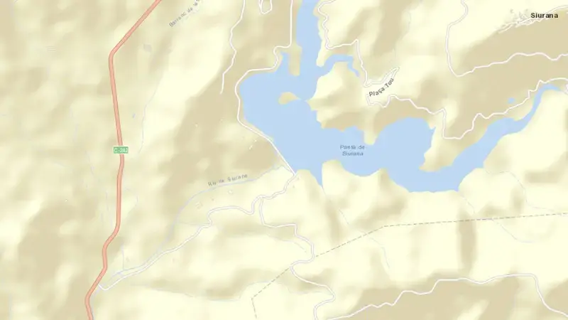 Road map of Ciurana reservoir, Tarragona, Catalonia, Spain