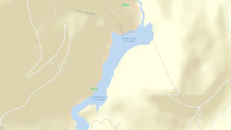 Road map of La Cohilla reservoir, Cantabria, Spain