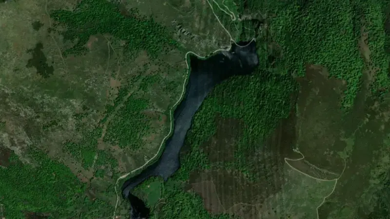 Satellite view of La Cohilla reservoir, Cantabria, Spain
