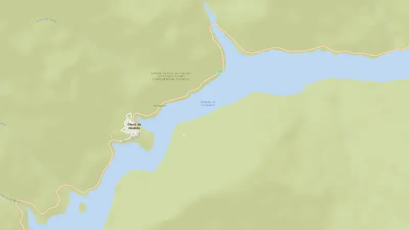 Road map of Compuerto reservoir, Palencia, Castile and León, Spain