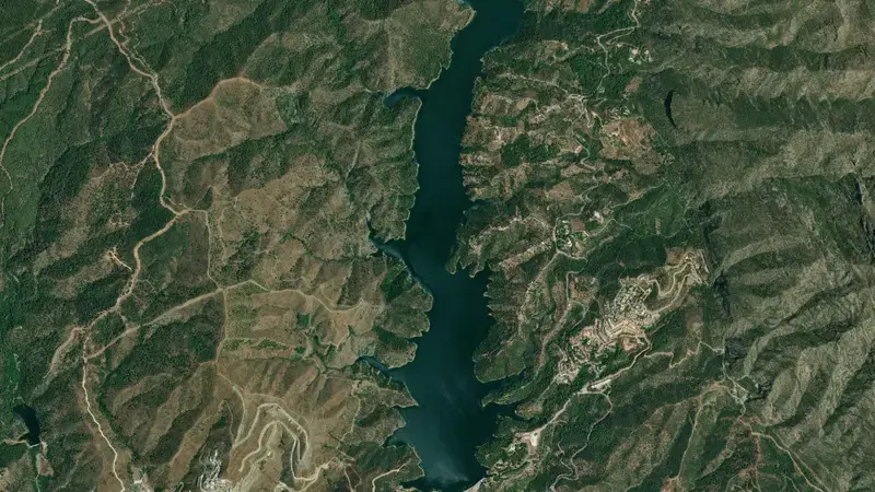 Satellite view of Concepción reservoir, Cuenca Mediterránea Andaluza, Spain
