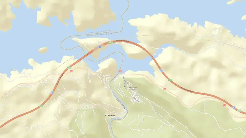 Road map of Contreras reservoir, Valencia, Valencian Community, Spain