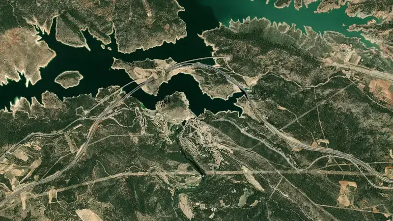 Satellite view of Contreras reservoir, Valencia, Valencian Community, Spain