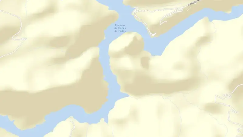 Road map of El Naranjero reservoir, Valencia, Valencian Community, Spain