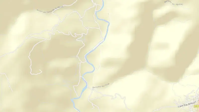 Road map of El Portillo reservoir, Granada, Andalusia, Spain