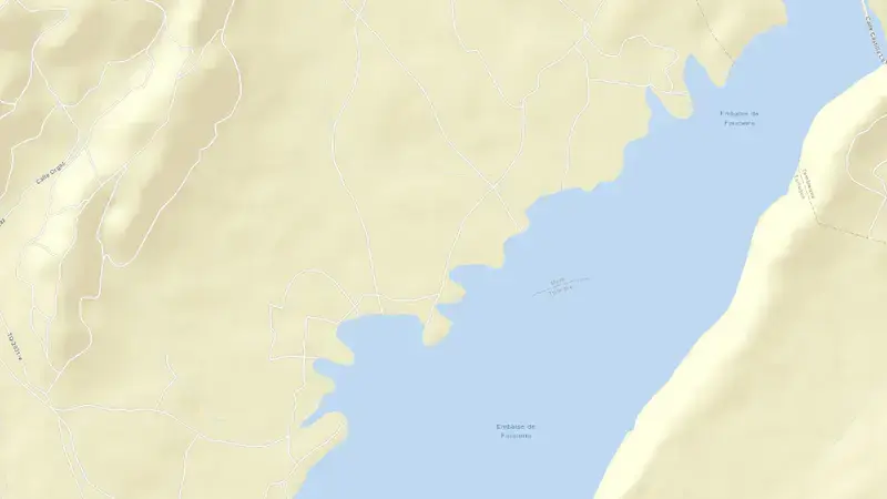 Road map of Finisterre reservoir, Toledo, Castile-La Mancha, Spain