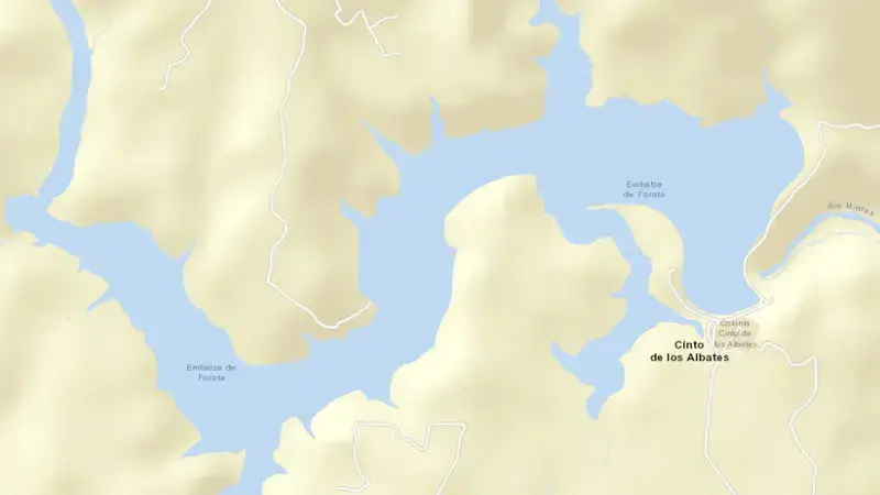 Road map of Forata reservoir, Valencia, Valencian Community, Spain
