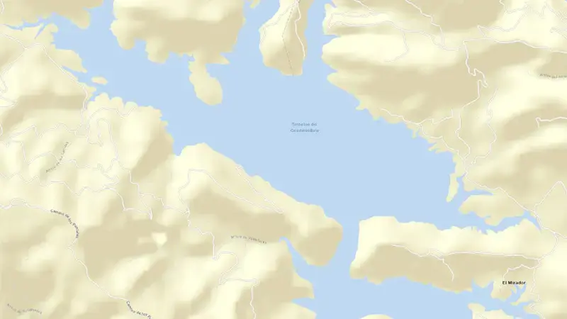 Road map of Guadalmellato reservoir, Córdoba, Andalusia, Spain
