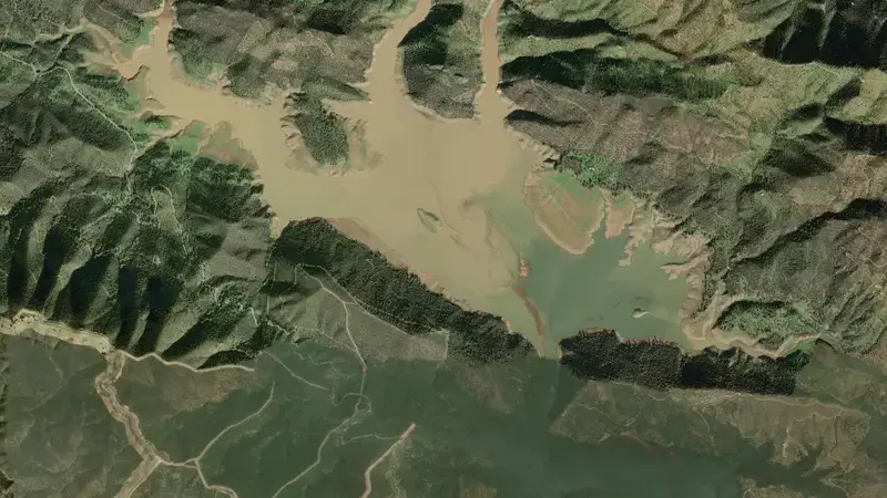 Satellite view of Guadalmellato reservoir, Córdoba, Andalusia, Spain