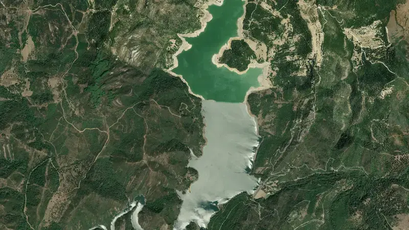 Satellite view of Guadarranque reservoir, Cádiz, Andalusia, Spain