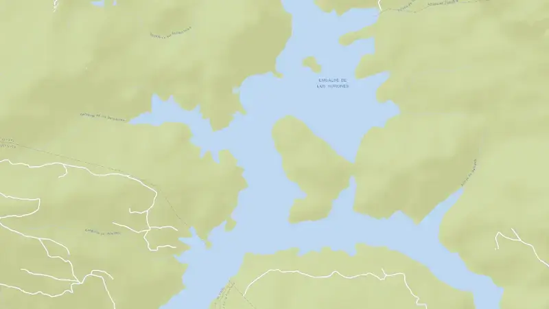 Road map of Los Hurones reservoir, Cádiz, Andalusia, Spain