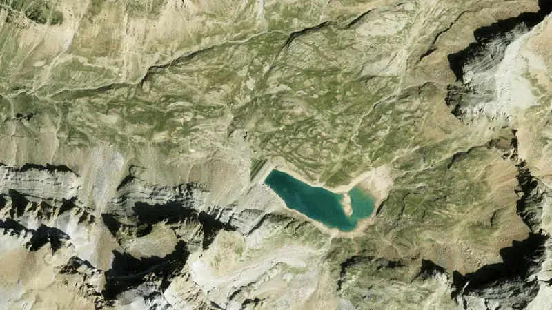 Satellite view of Ip reservoir, Ebro, Spain