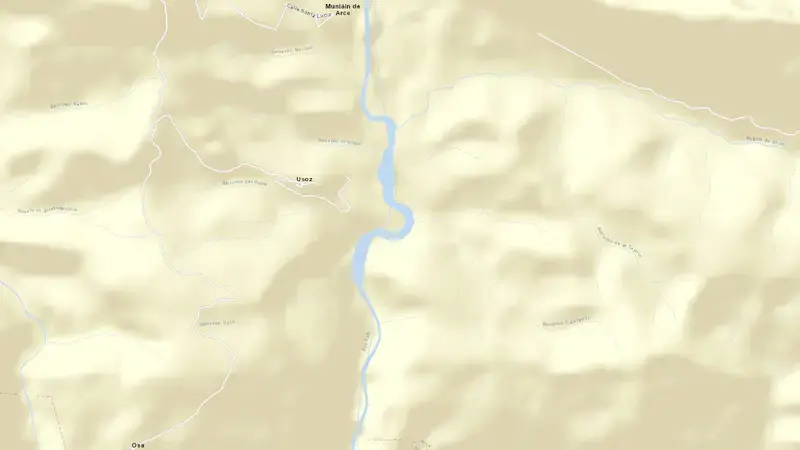 Road map of Itoiz reservoir, Pirinioaurrea, Navarre, Spain