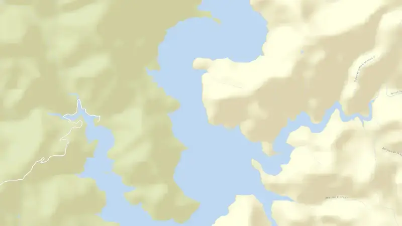 Road map of Jándula reservoir, Jaén, Andalusia, Spain