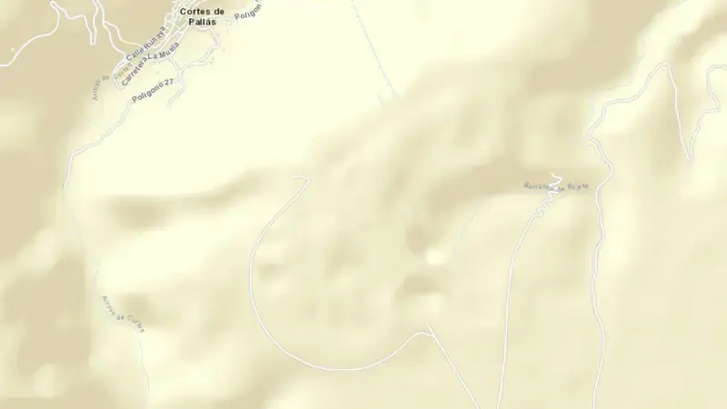 Road map of La Muela reservoir, Valencia, Valencian Community, Spain