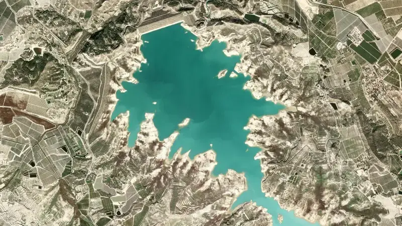 Satellite view of La Pedrera reservoir, Alacant / Alicante, Valencian Community, Spain