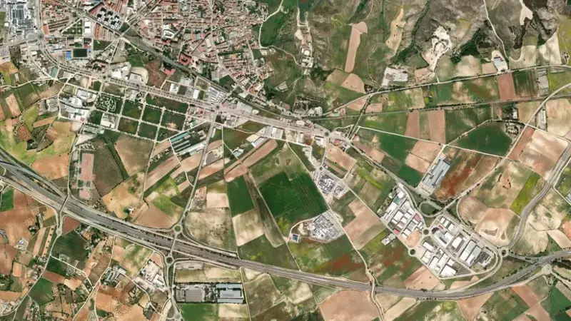 Satellite view of Lechago reservoir, Cuenca, Castile-La Mancha, Spain