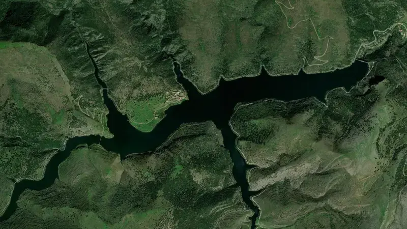 Satellite view of Mansilla reservoir, Rioja, Spain