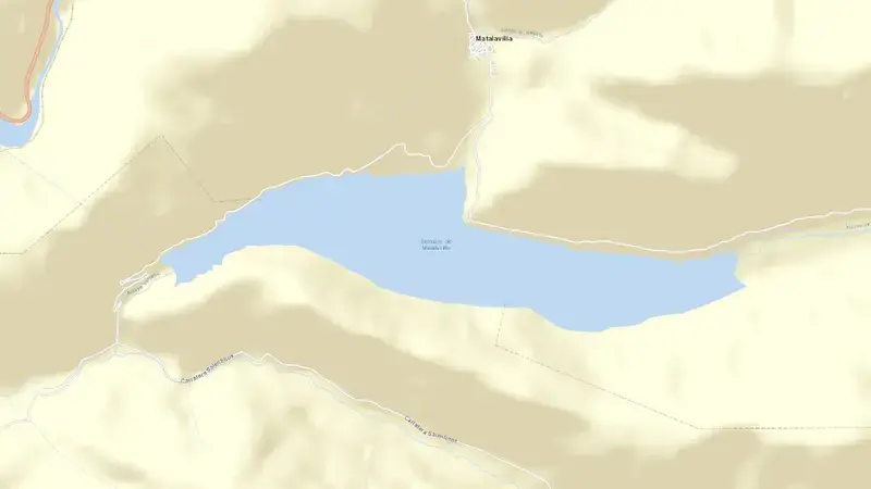 Road map of Matalavilla reservoir, León, Castile and León, Spain