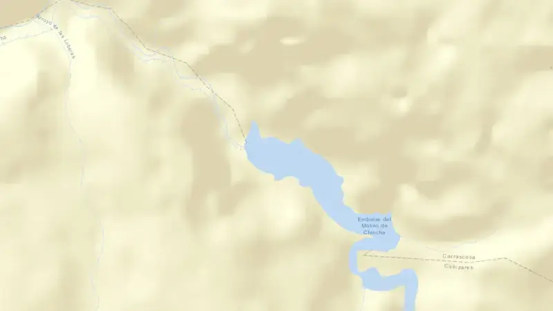 Road map of Molino de Chincha reservoir, Cuenca, Castile-La Mancha, Spain