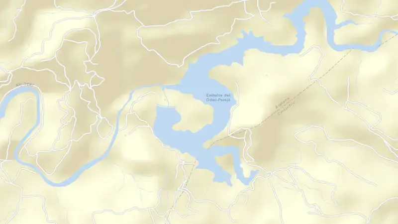 Road map of Odiel reservoir, Tinto, Odiel y Piedras, Spain