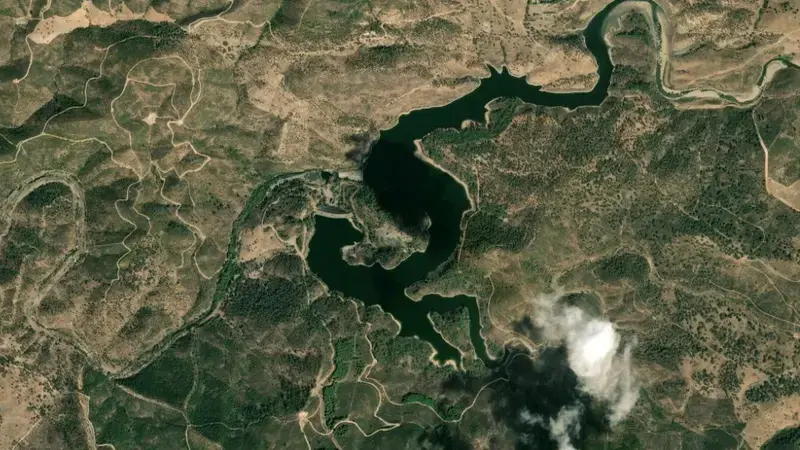 Satellite view of Odiel reservoir, Tinto, Odiel y Piedras, Spain