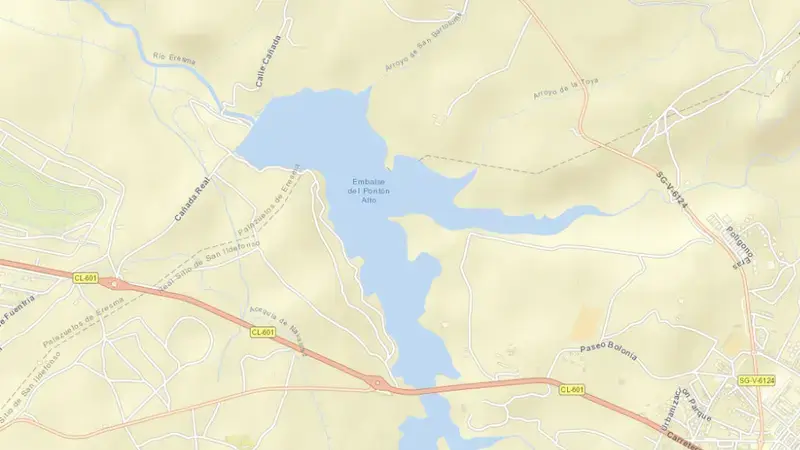 Road map of Pontón Alto, El reservoir, Duero, Spain