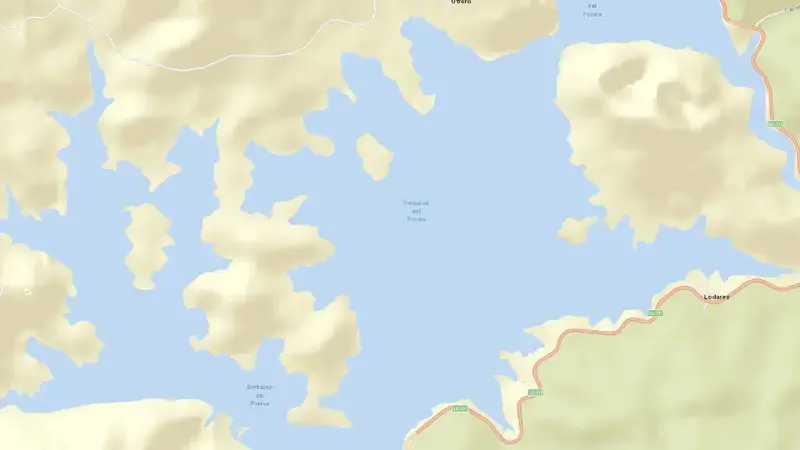 Road map of Porma-(Juan Benet) reservoir, Duero, Spain