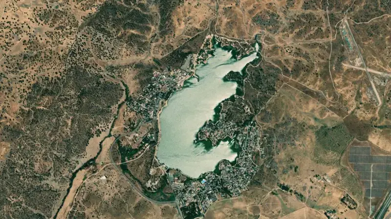 Satellite view of Proserpina reservoir, Badajoz, Extremadura, Spain
